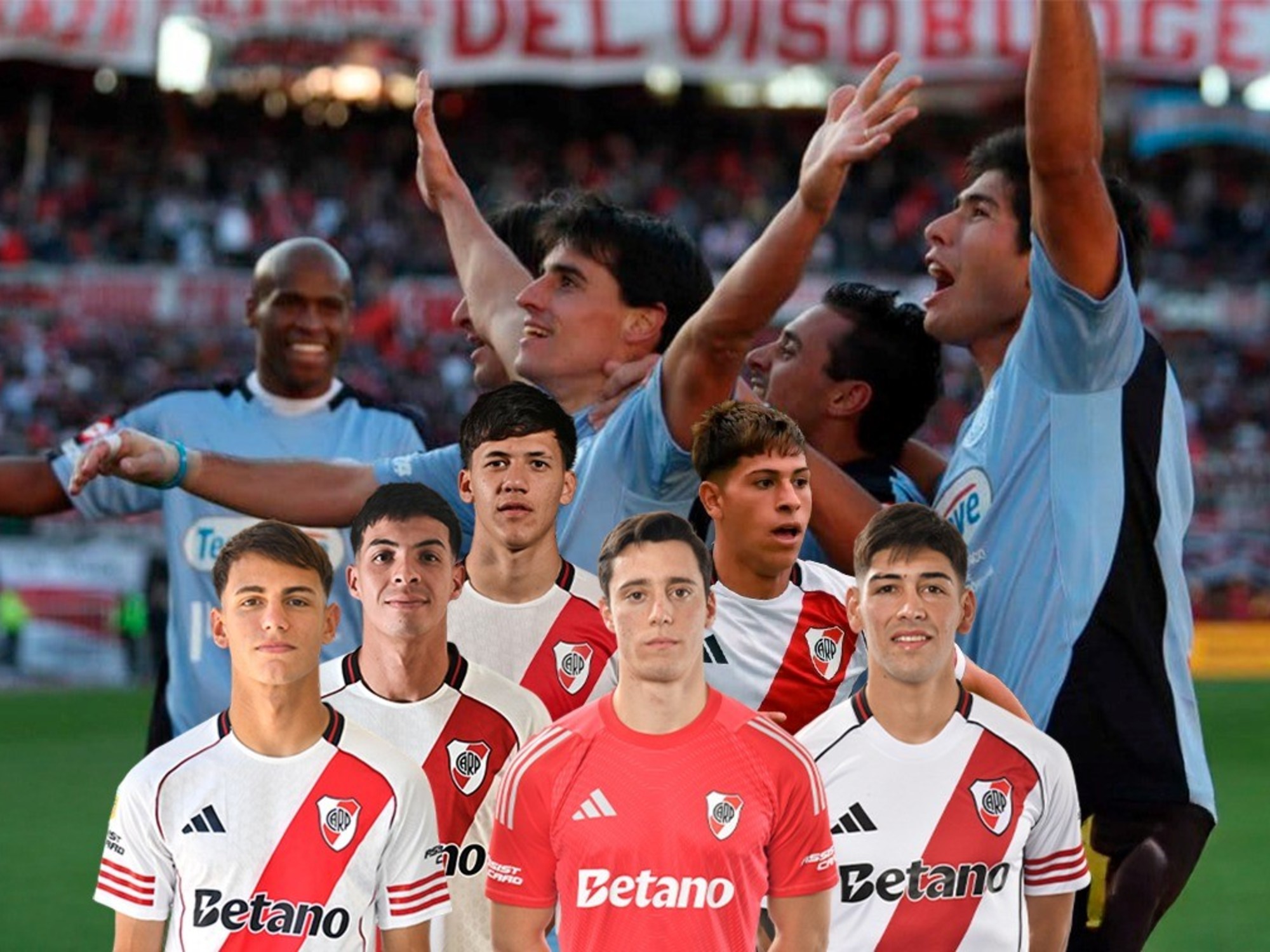 Un grupo de jóvenes jugadores de River Plate entrenando en el River Camp.