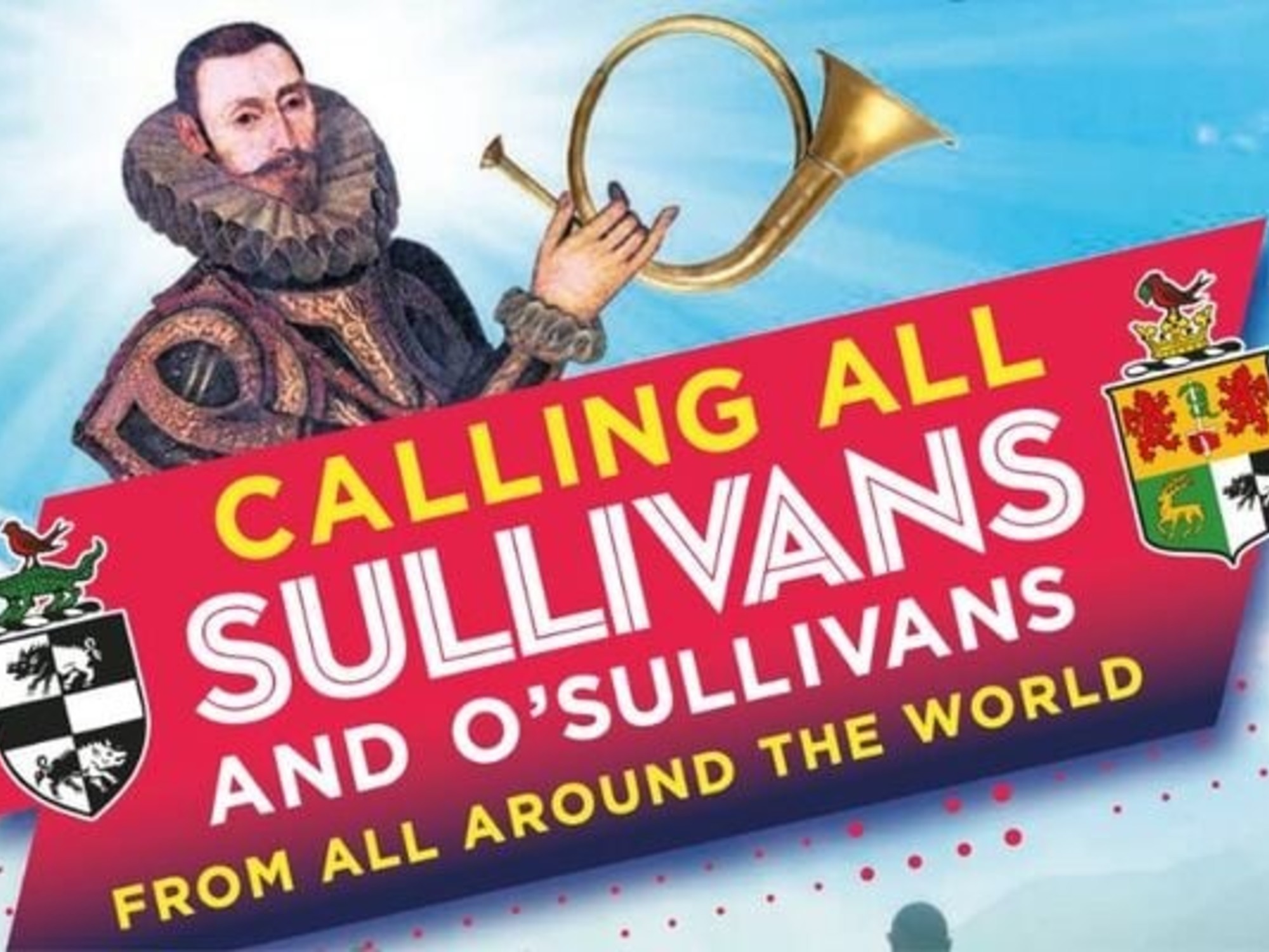 Miembros del clan O'Sullivan y Sullivan posan juntos durante la celebración del récord Guinness en Castletownbere, Irlanda.