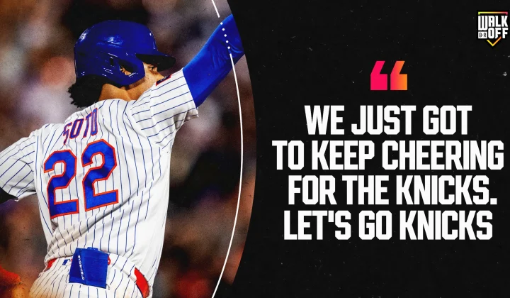 Juan Soto celebra a los Knicks con un gesto de Jalen Brunson tras jonrón