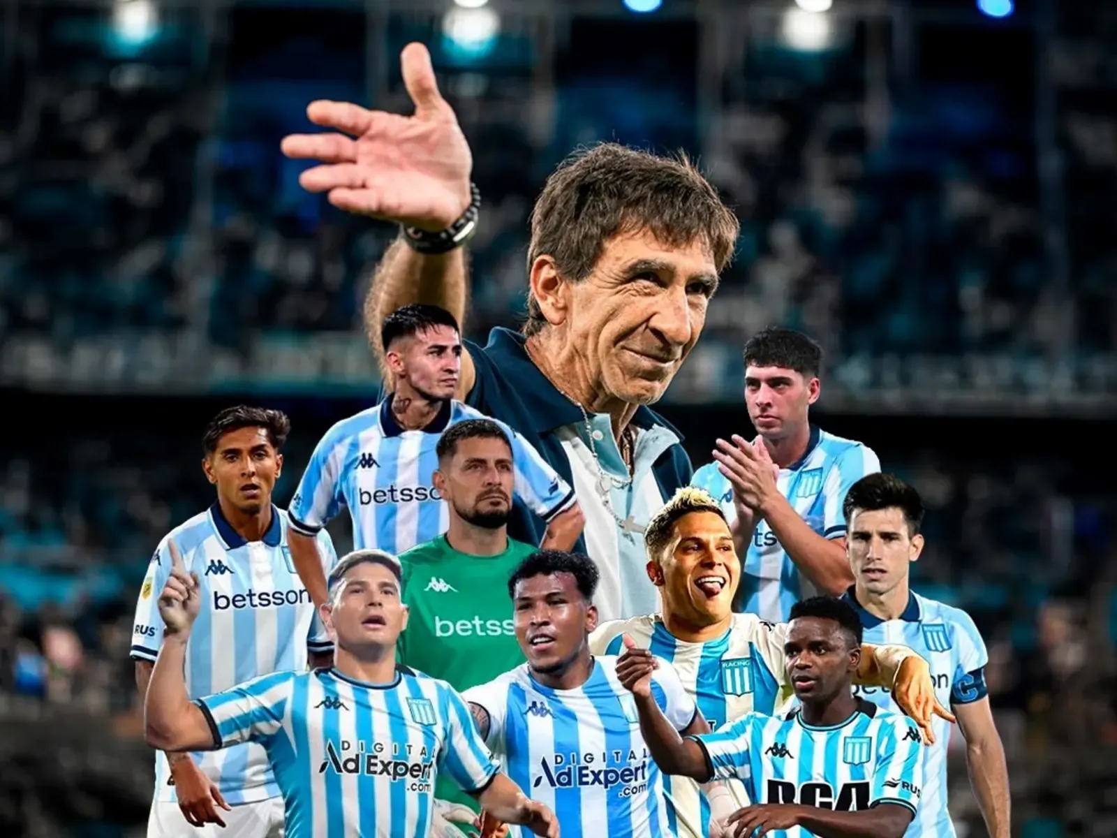 Jugadores de Racing Club levantando un trofeo