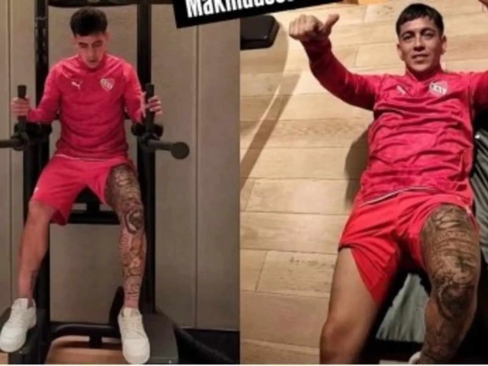 Esequiel Barco entrenando con la camiseta de Independiente.