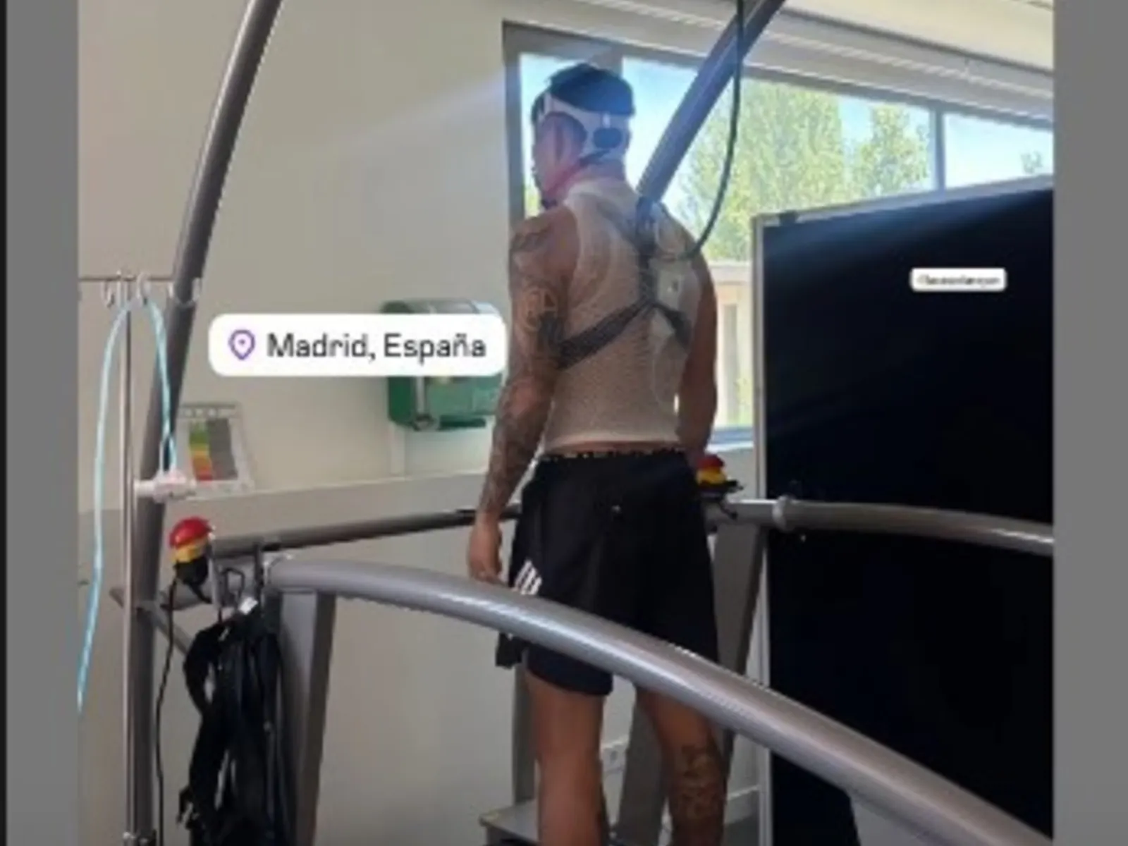 Lucas Zelarayán realizándose una ergoespirometría en Madrid.