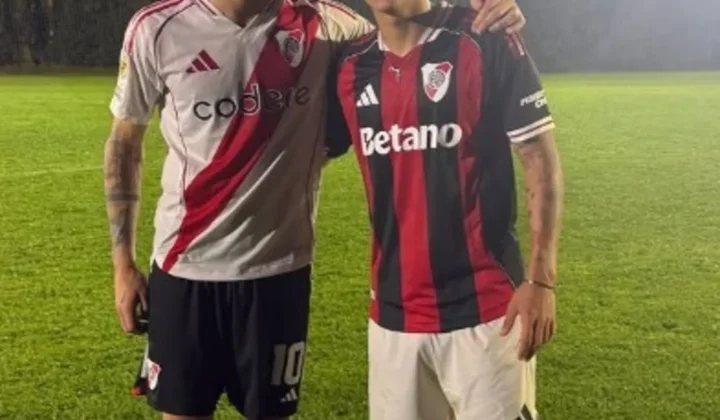 Mastantuono y Echeverri, juntos de nuevo con la camiseta de River en un picado