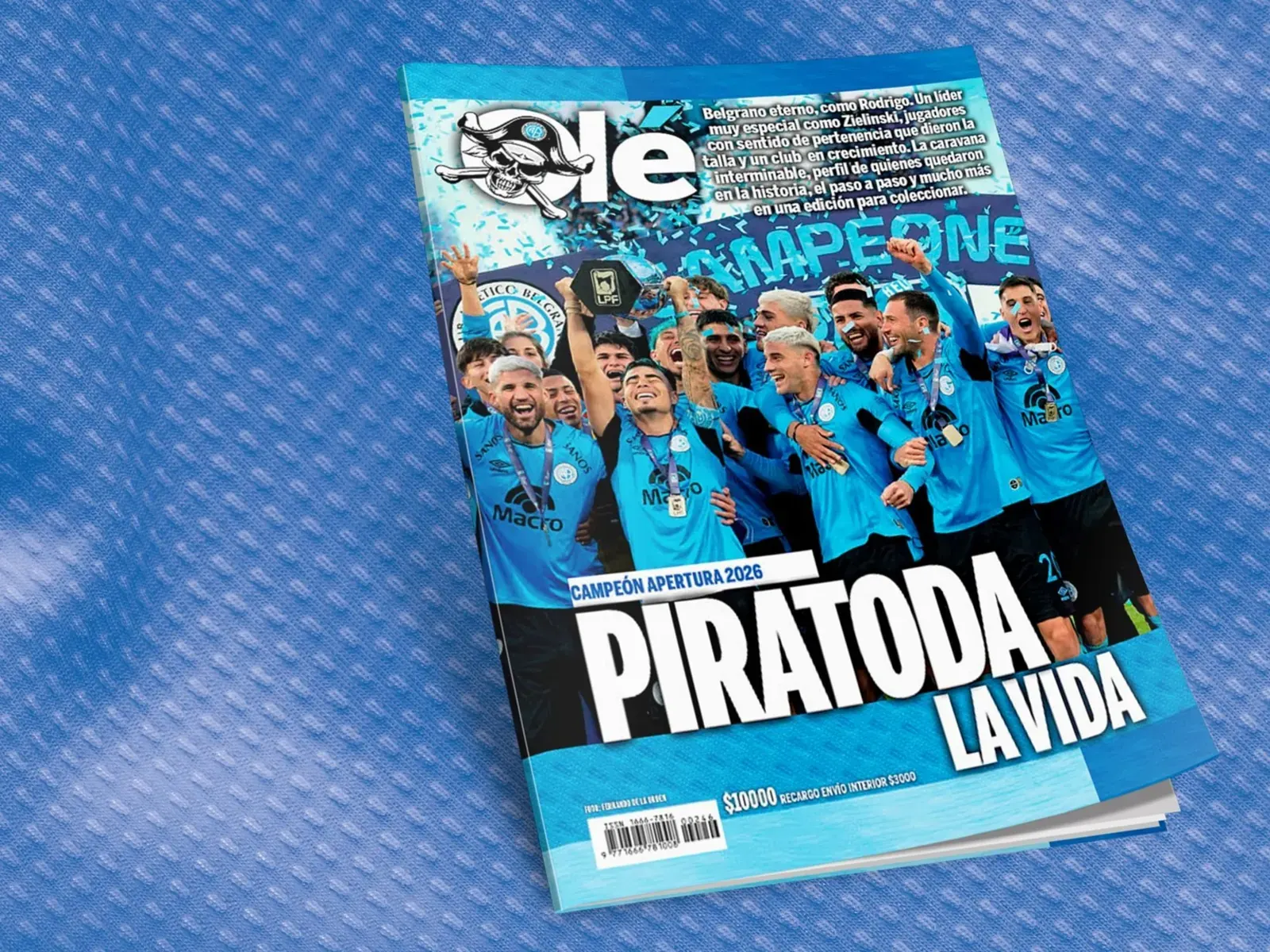 Portada de la revista "Belgrano Campeón" de Olé, mostrando la celebración del equipo.