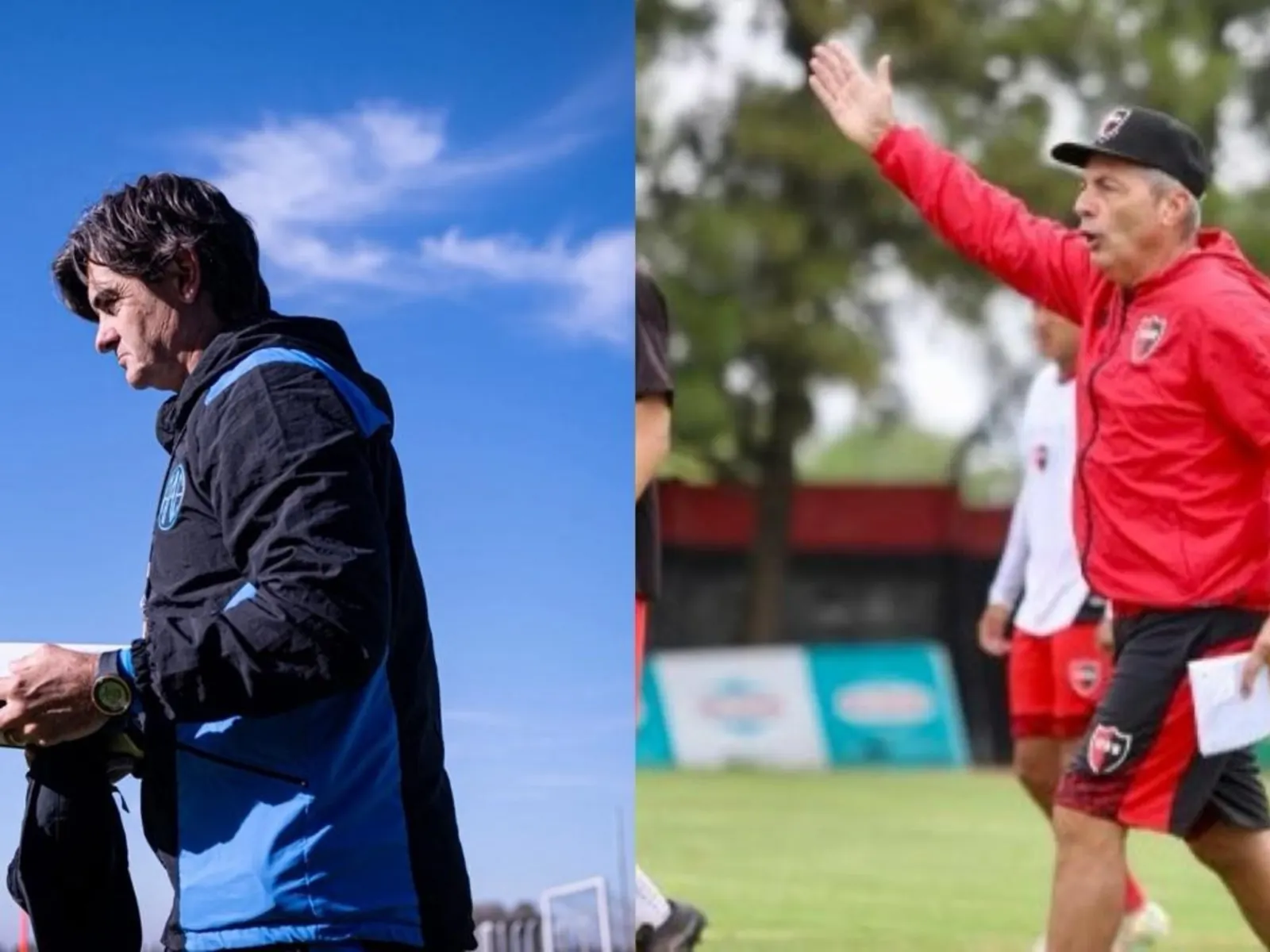 Jugadores de Estudiantes de Río Cuarto y Newell's realizando ejercicios físicos durante la pretemporada.