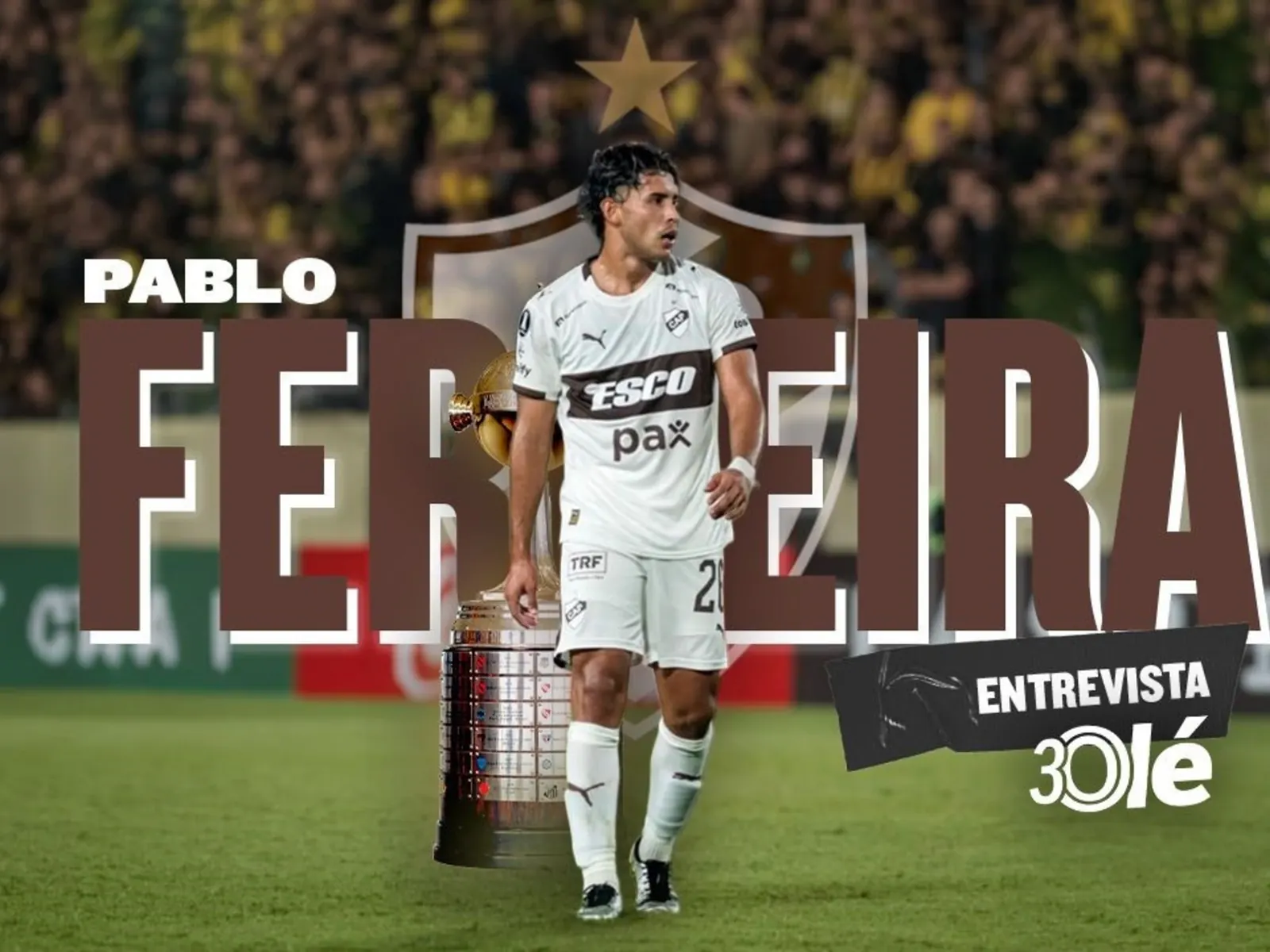 Pablo Ferreira, jugador de Platense, celebra un gol en la Copa Libertadores.