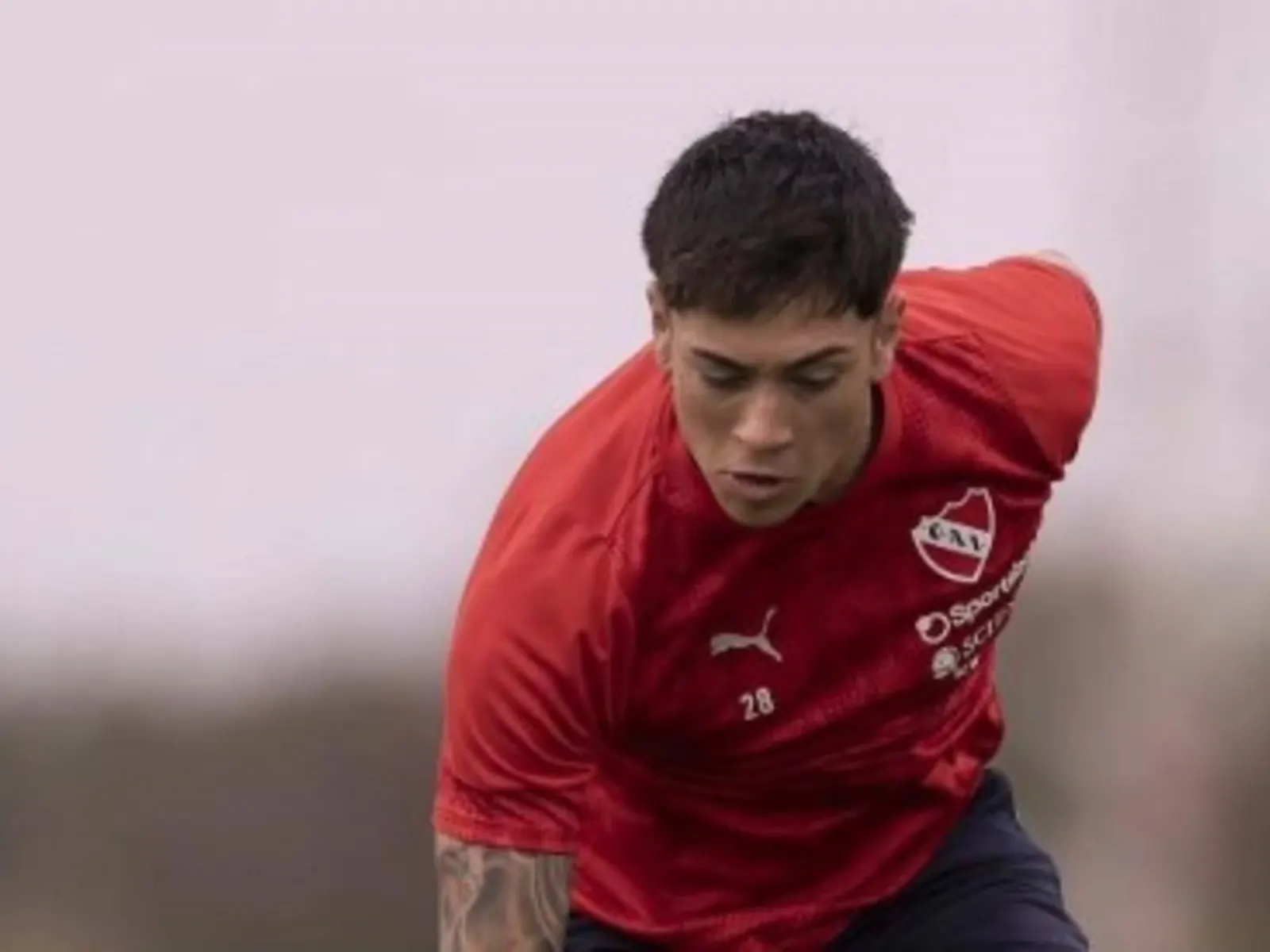Maximiliano Gutiérrez, jugador de Independiente, durante una sesión de entrenamiento.