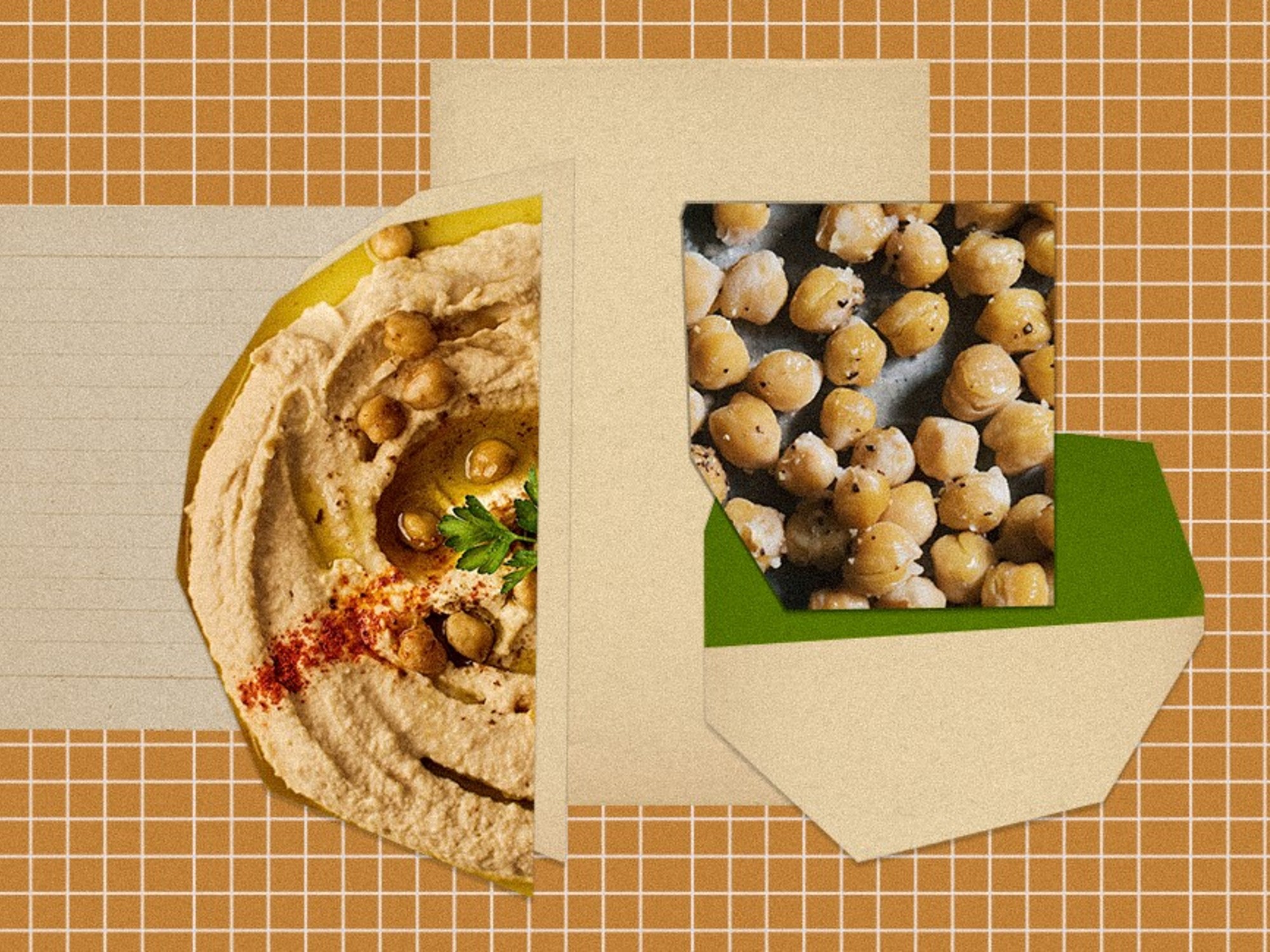 Bol con hummus de garbanzos y acompañamientos saludables.