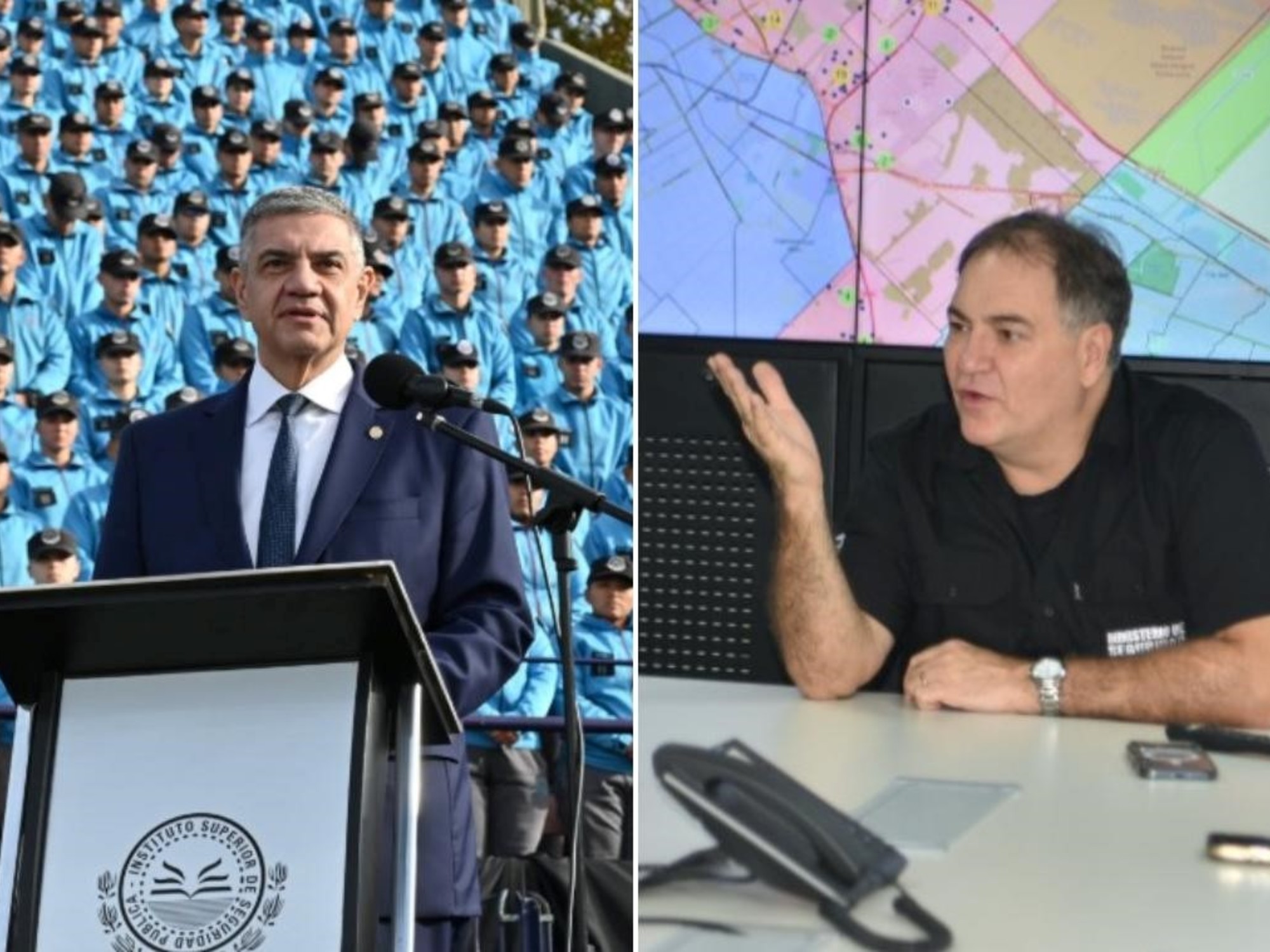 Jorge Macri, Jefe de Gobierno de la Ciudad de Buenos Aires, y Javier Alonso, Ministro de Seguridad de la Provincia de Buenos Aires.