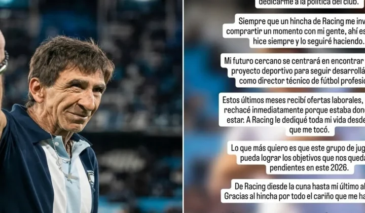 Gustavo Costas niega incursión política en Racing y apunta a un nuevo proyecto deportivo