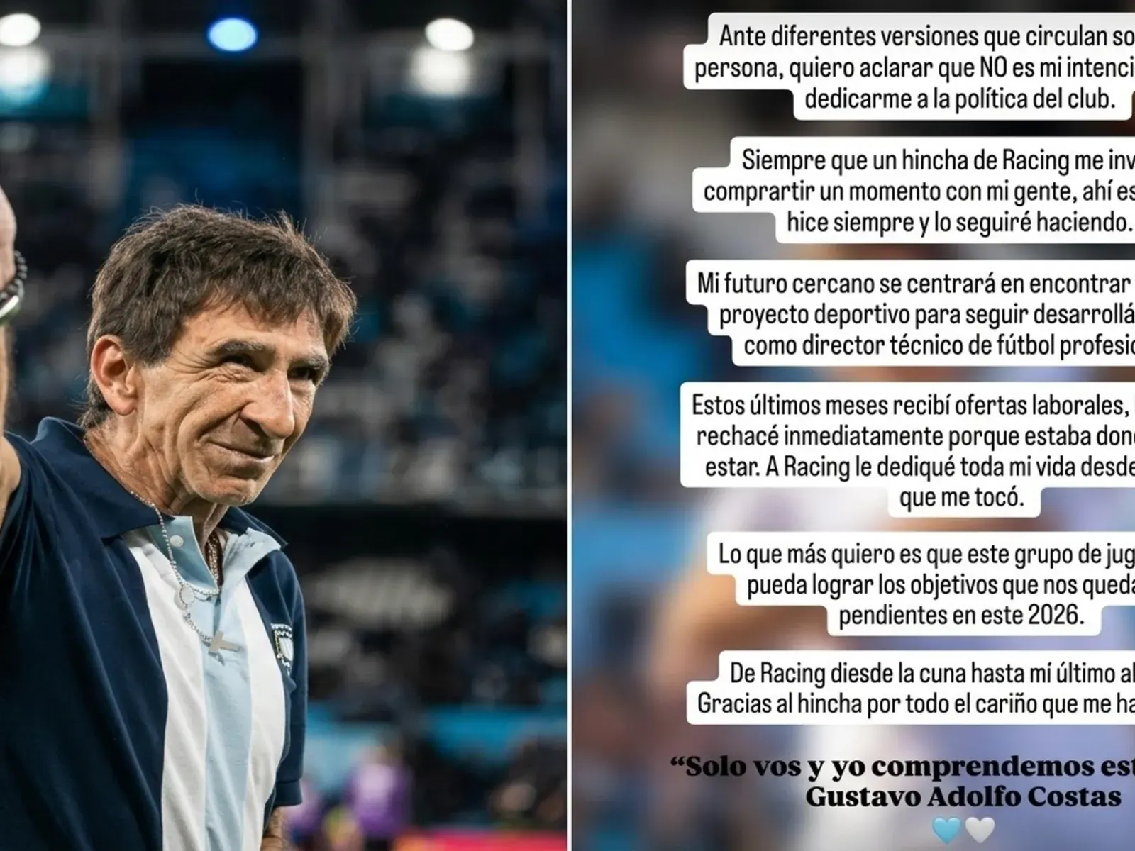 Gustavo Costas, extécnico de Racing, en una imagen de archivo.
