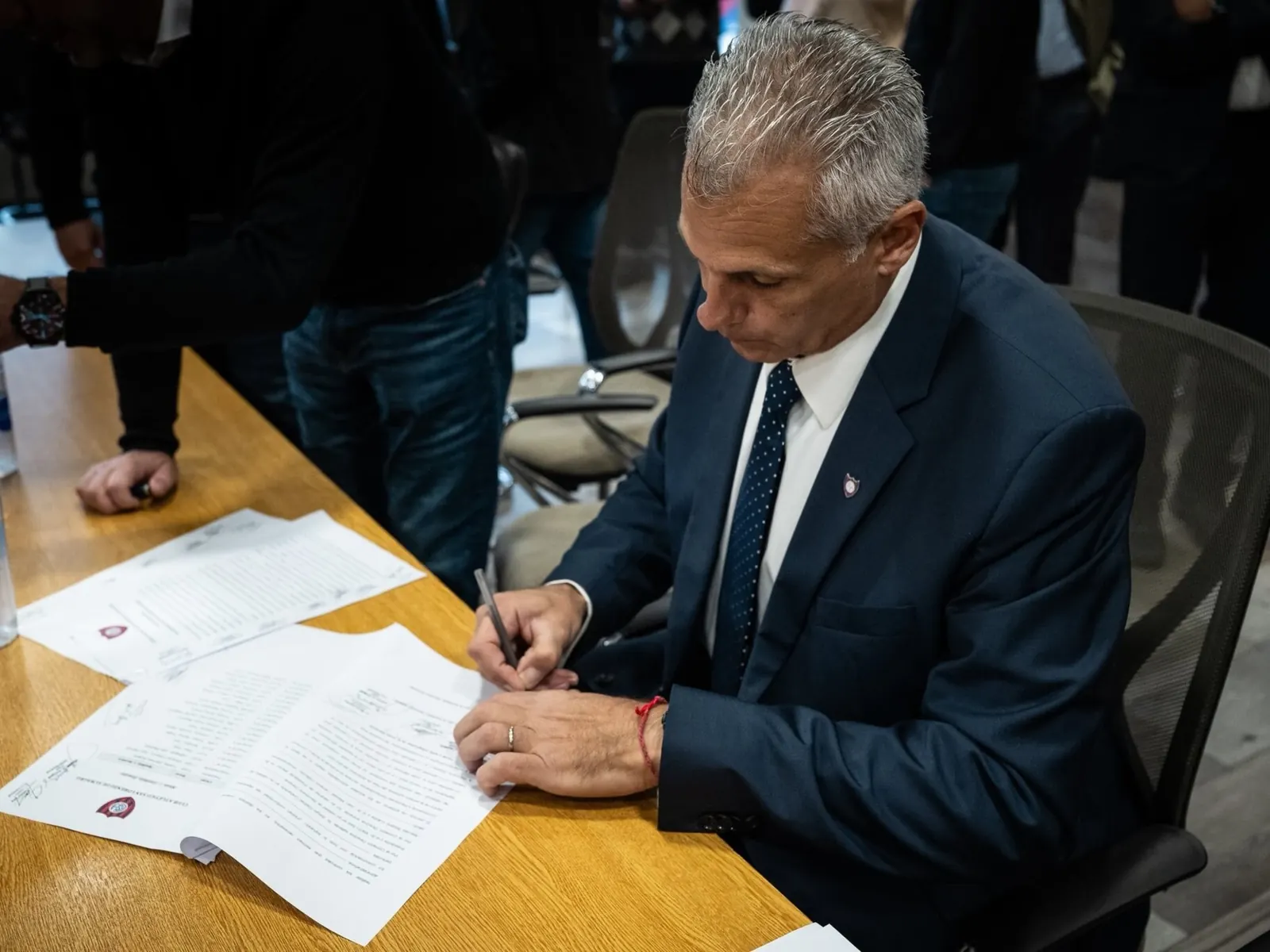Marcelo Culotta, nuevo presidente de San Lorenzo, en el acto de asunción.