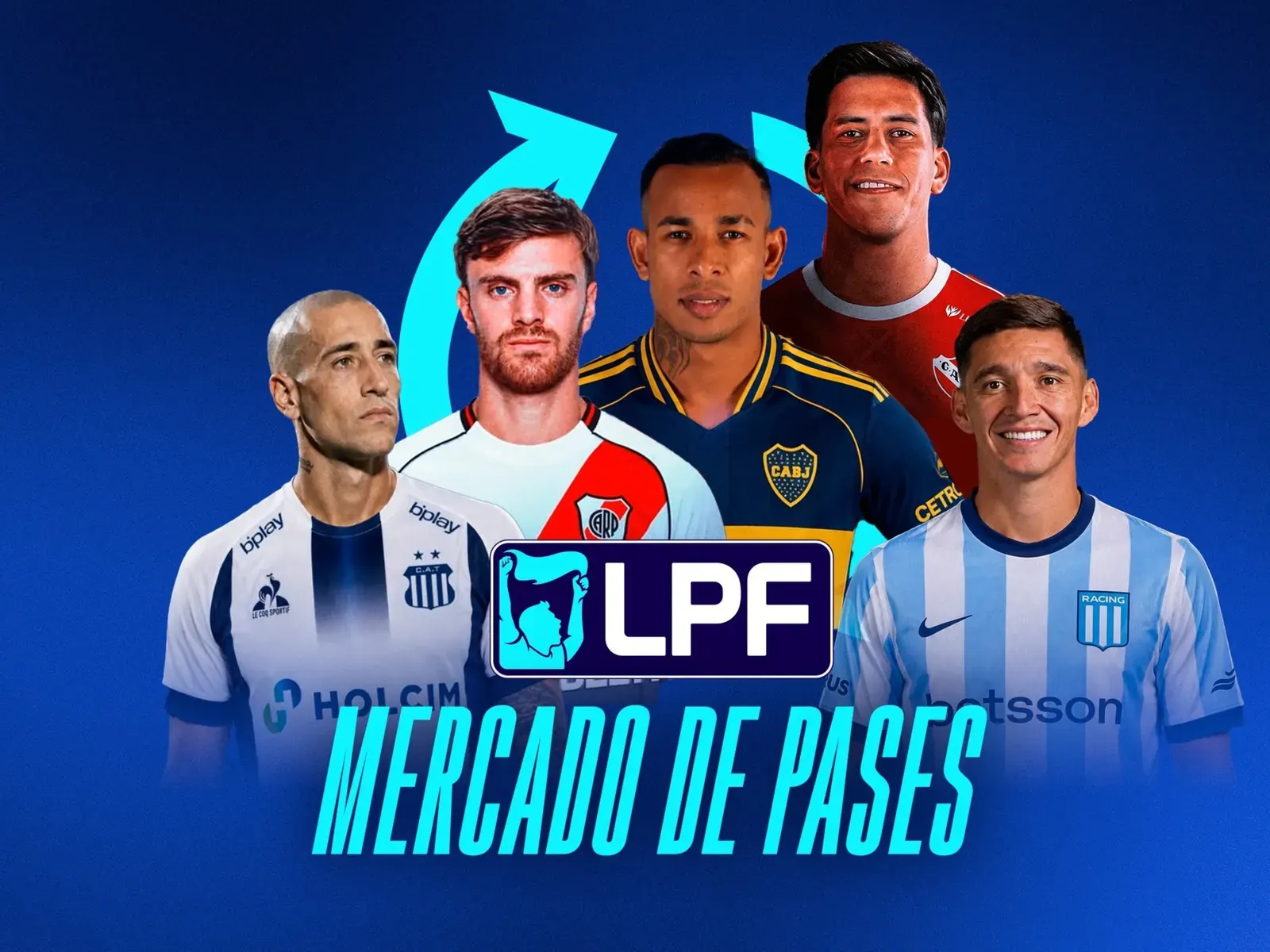 Jugadores de fútbol argentino compitiendo en un campo de juego.