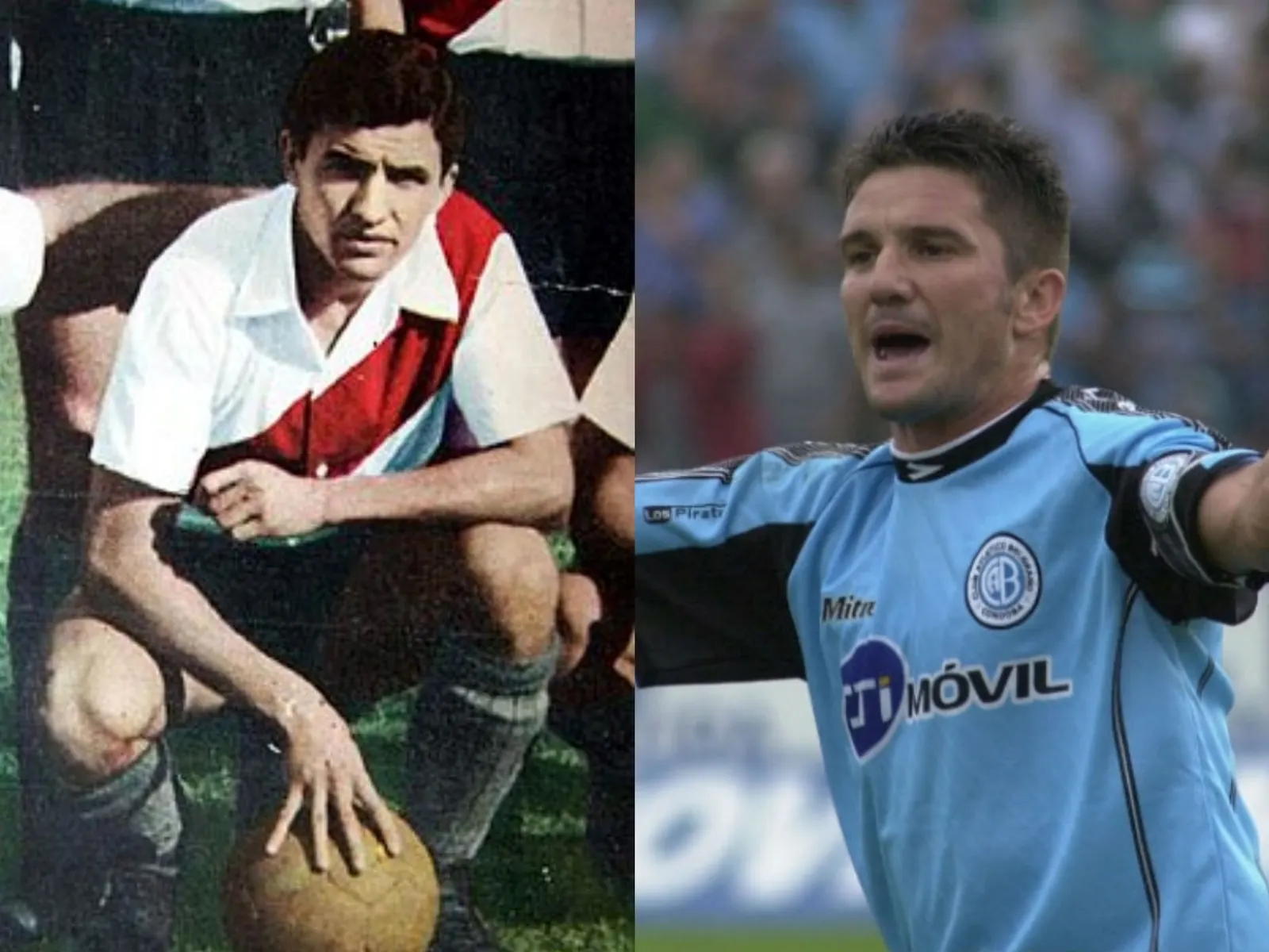 Foto de Luis Artime y su hijo Luis Fabián Artime, ambos figuras del fútbol argentino.