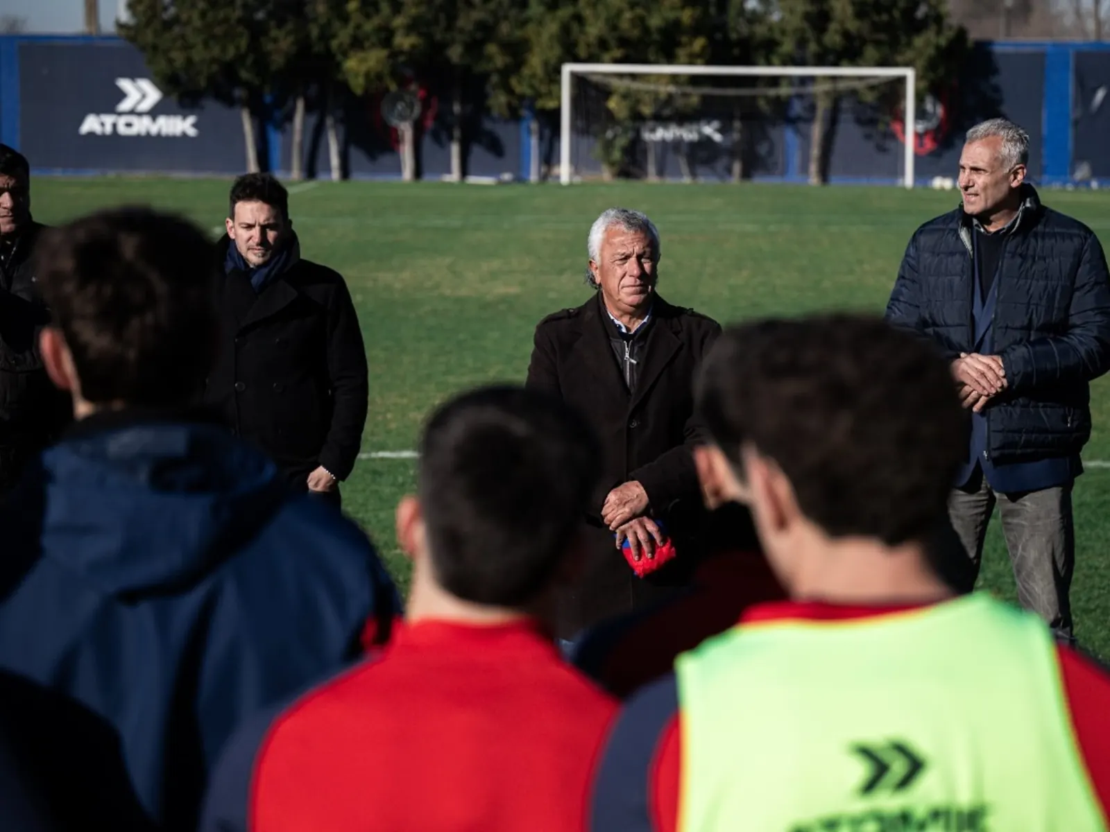 Jugadores de San Lorenzo en una sesión de entrenamiento en la Ciudad Deportiva.