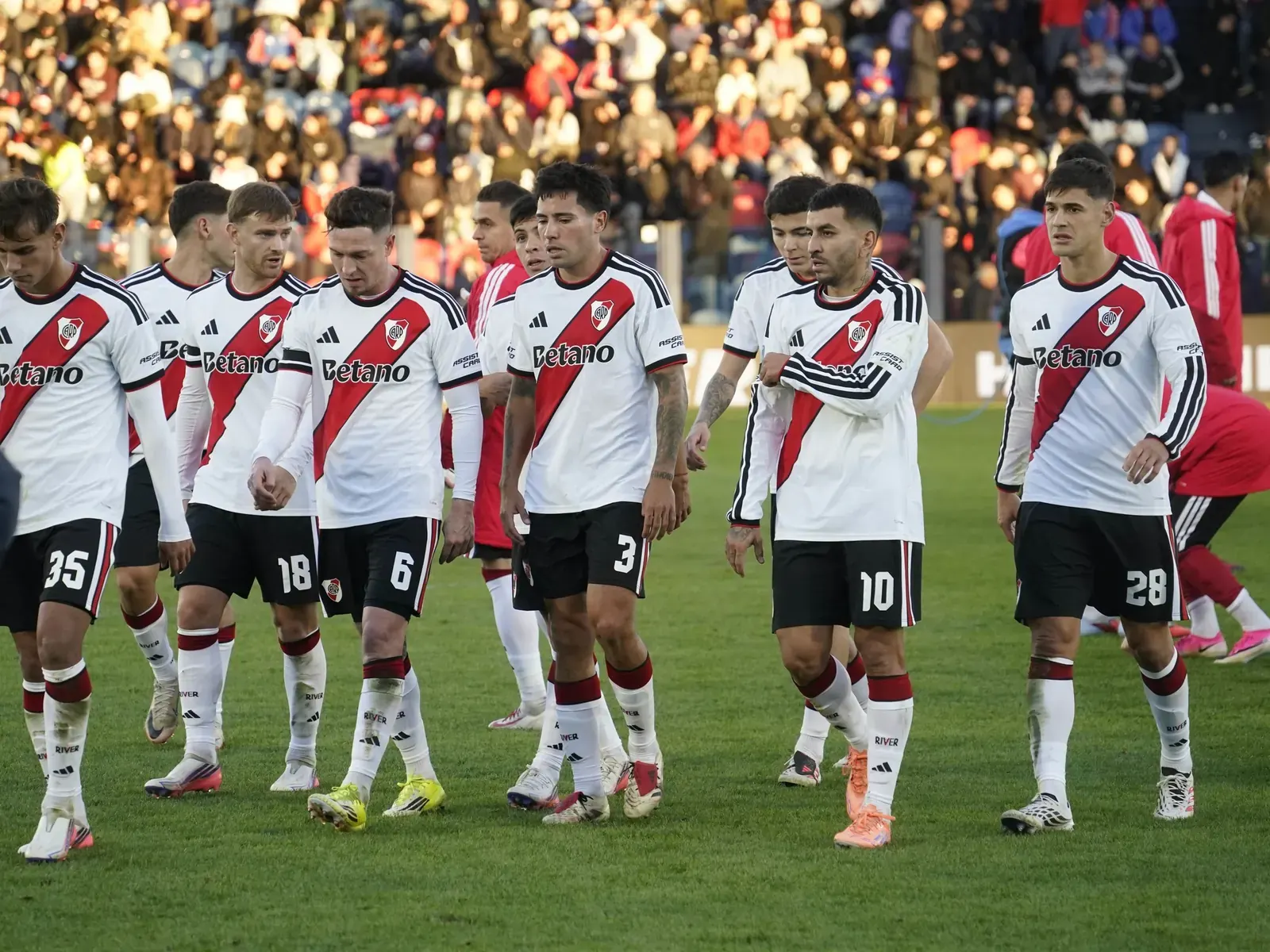 Los jugadores de River Plate durante un partido de la Copa Sudamericana
