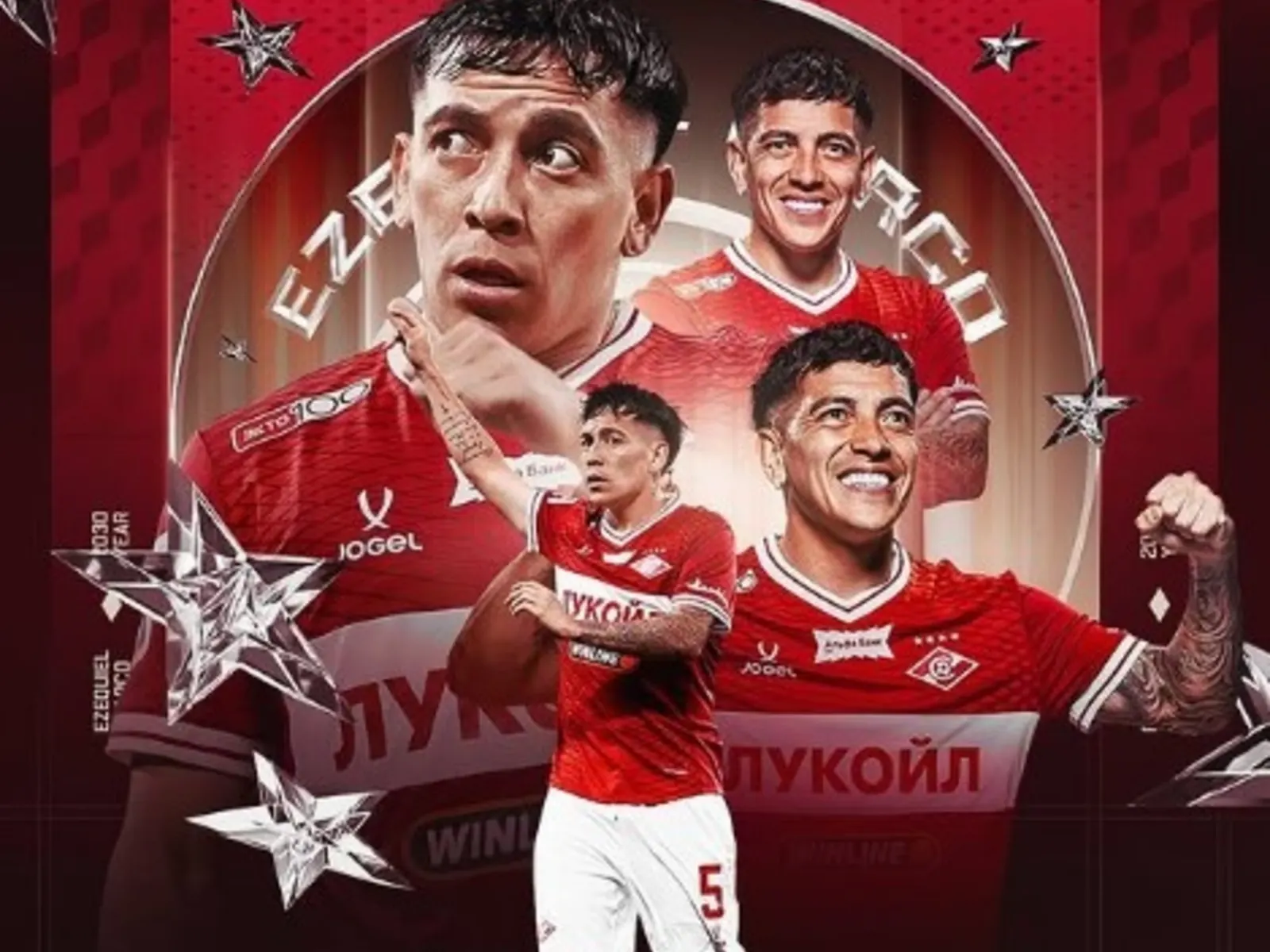 Esequiel Barco con la camiseta del Spartak Moscú durante un partido de la Premier League rusa